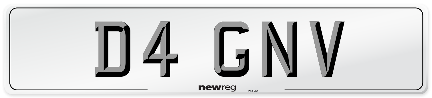 D4 GNV Number Plate from New Reg